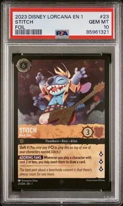 PSA 10 Stitch Rock Star 23/204 GEM MINT Cold Foil Disney Lorcana POP 211 - Image 1