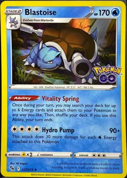 Blastoise 017/078 Pokemon Go Holo Rare Pokemon Card TCG - Image 1