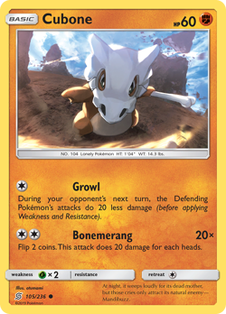 Cubone 105/236 Common | Unified Minds | Pokemon Card - Image 1