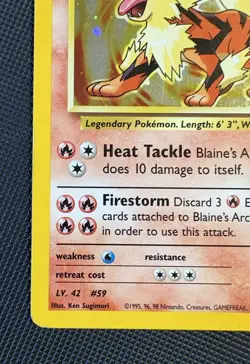 Blaine's Arcanine 1/132 Holo Rare Pokemon 2000 Gym Challenge LP - Image 3