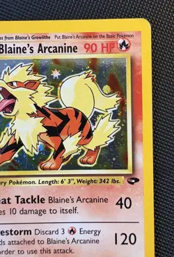 Blaine's Arcanine 1/132 Holo Rare Pokemon 2000 Gym Challenge LP - Image 5