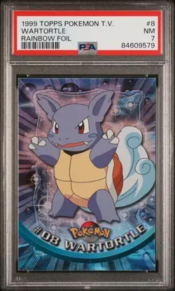 1999 Topps Pokemon TV #8 Wartortle Rainbow Foil PSA 7 Near Mint - Image 1