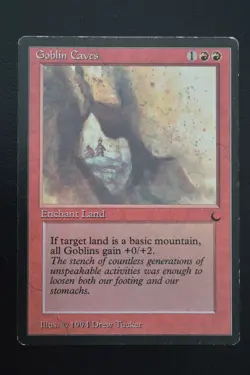 Magic The Gathering MTG GOBLIN CAVES The Dark HP Heavily Played - Image 1