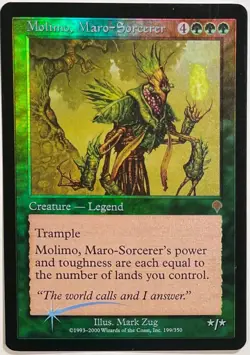 Magic the Gathering MOLIMO-MARO-SORCERER #199/350 Invasion Green Foil Rare 2000 - Image 1