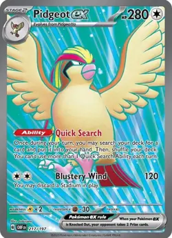 Pokemon TCG Pidgeot ex 217/197 Sv03: Obsidian Flames Full Art Textured Holo - Image 3