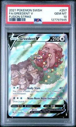 GREEDENT V 257/264 PSA 10 GEM MINT FUSION STRIKE 257/264 FA POKEMON TCG - Image 1