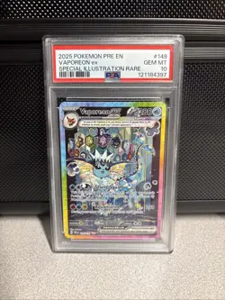 Pokemon 2025 Prismatic Evolution Special Illustration Rare Vaporeon EX PSA 10 - Image 1