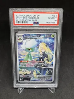 Pokemon Destined Rivals Cynthia’s Roserade Illustration Rare 184/182 PSA 10 - Image 1