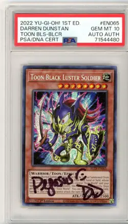 PSA Signed Darren Dunstan Yu-Gi-Oh! Toon Black Luster Soldier 1st Ed BLCR-EN065 - Image 1