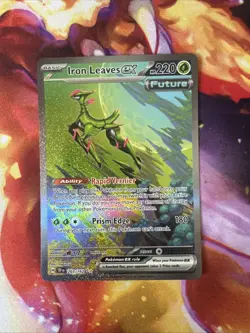 Pokemon TCG Iron Leaves EX Scarlet & Violet Temporal Forces 203/162 SIR - Image 1