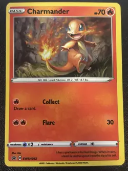 2021 POKEMON SWORD & SHIELD BLACK STAR PROMO CHARMANDER SWSH092 WITH SWIRL 𖦹 - Image 1