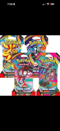 Pokemon TCG Chaos Rising Booster Mega Evolution Pack Set of 4 English - Image 1