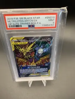 2019 POKEMON SM BLACK STAR PROMO FULL ART/MOLTRES & ZAPDOS & ARTICUNO GX PSA 9 - Image 2