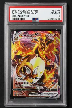 Pokemon Charizard VMAX SV107/SV122 Shining Fates Shiny Holo Rare PSA 10 - Image 1
