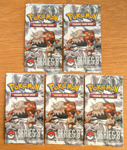 Five (5) x Pokemon ~ Pop Series 8 Booster Pack ~ Factory Sealed!! - Image 1
