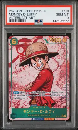 2025 ONE PIECE JAPANESE OP13-CARRYING ON HIS WILL #118 MONKEY D. LUFFY PSA 10 - Image 1