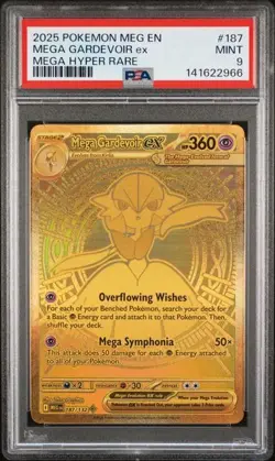 2025 Mega Evolution PSA 9 Mega Hyper Rare Gardevoir Ex Gold Card 187/132 - Image 1