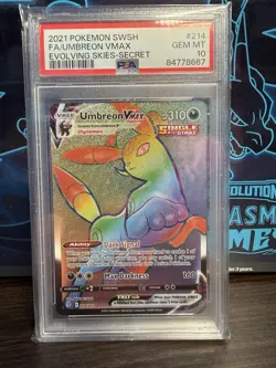 2021 POKEMON SWORD & SHIELD UMBREON VMAX EVOLVING SKIES SECRET 214/203 PSA 10 - Image 1