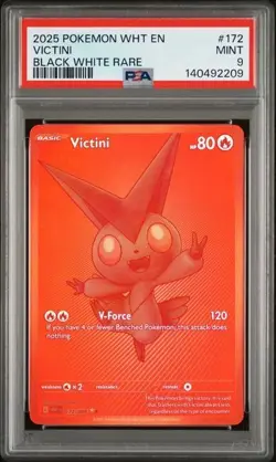 Pokemon Victini 172/086 Sv: White Flare Black White Rare Holo 2025 English PSA 9 - Image 1