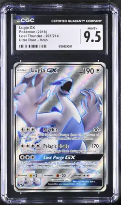 2018 POKEMON SUN & MOON LOST THUNDER #207 FULL ART/LUGIA GX CGC 9.5 MINT+ - Image 1