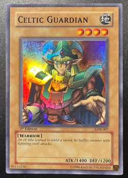 Yu-Gi-Oh! LOB-007 Celtic Guardian 1ST EDITION SUPER RARE GLOSSY NA - Image 1