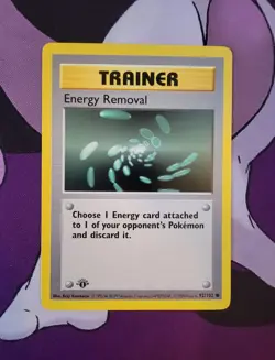 Energy Removal #92/102 1st Edition Trainer Base Set Pokemon TCG - 3D Stamp Error - Image 2