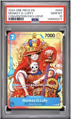 One Piece CCG Monkey.D.Luffy Non Foil Promo P-043 PSA 10 Convention Exclusive - Image 1