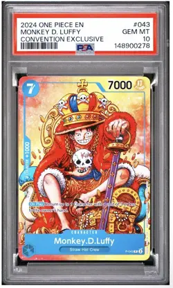 One Piece CCG Monkey.D.Luffy Non Foil Promo P-043 PSA 10 Convention Exclusive - Image 1