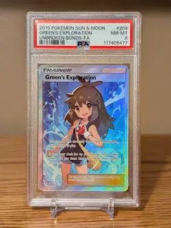 PSA 8 Green'S Exploration #209 2019 Pokemon Sun & Moon Unbroken Bonds 107505303 - Image 1