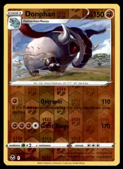 Donphan 092/195 Uncommon Silver Tempest Pokemon Reverse Holo Near Mint - Image 1