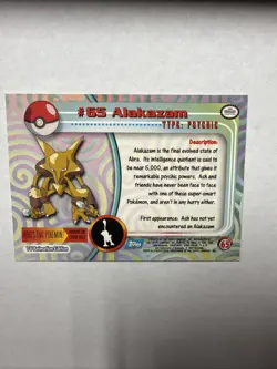 1999 Topps Pokemon TCG Alakazam #65 Blue Logo TV Animation Edition Series 1 - Image 2