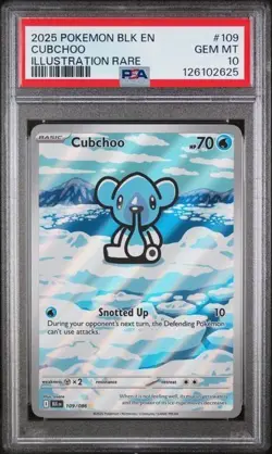 2025 POKEMON BLK EN-BLACK BOLT ILLUSTRATION RARE #109 CUBCHOO PSA 10 - Image 1