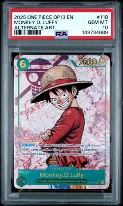2025 ONE PIECE OP13-CARRYING ON HIS WILL 118 MONKEY D. LUFFY PSA 10 - Image 1