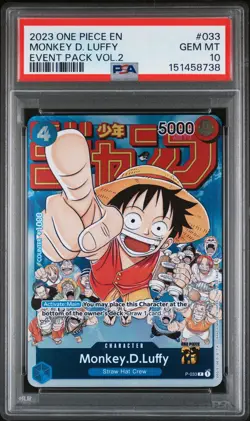 2023 ONE PIECE PROMOS EVENT PACK VOL.2 #033 MONKEY D. LUFFY PSA 10 - Image 1