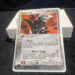 HOLO BLEED Aggron Ex 95/100 EX Sandstorm SWIRL 2003 Pokemon E-Series VTG Card NM - Image 1