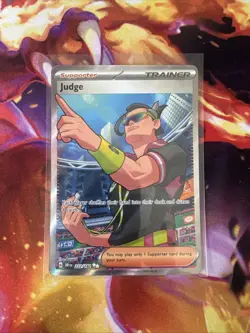 Pokemon Judge 222/182 Sv10 Destined Rivals Ultra Rare Holo Full Art Trainer Card - Image 1