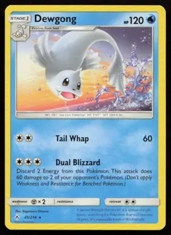 Dewgong 45/214 Rare Unbroken Bonds Pokemon Moderately Played - Image 1