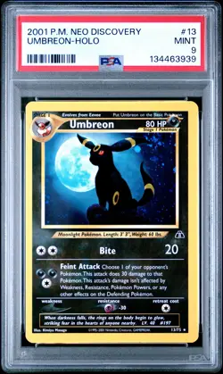 PSA 9 2001 Pokemon Neo Discovery #13 Umbreon-Holo SWRIL! NO RESERVE! - Image 1