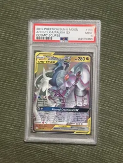 2019 Arceus & Dialga & Palkia GX 156/236 Holo PSA 9 - Image 1