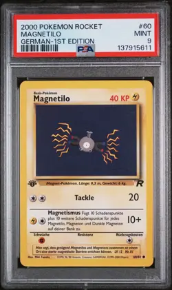 PSA 9 MINT | Magnetilo 1. Edition Deutsch | Team Rocket #60 | 2000 Pokemon - Image 1