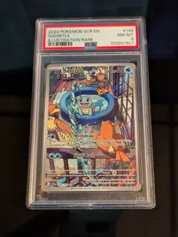 PSA 8 Squirtle 148/142 Stellar Crown Pokemon TCG Illustration Rare 2024 NM MT - Image 1
