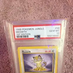 1999 Pokemon TCG Jungle 1st Edition Meowth #56/64 English PSA 10 - Image 3