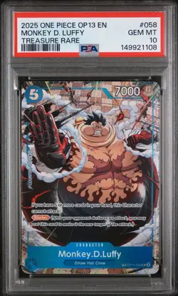2025 ONE PIECE OP13-058 CARRYING ON HIS WILL MONKEY D LUFFY TREASURE RARE PSA 10 - Image 1