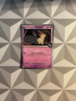 Pokemon TCG Team Rocket's Mimikyu 87/182 Destined Rivals Pre-Release Promo Stamp - Image 1