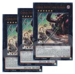 Yugioh - Goblin Bikers Gone Bonkers x 3 - 1st Edition Ultra Rare NM - Free Holo - Image 1