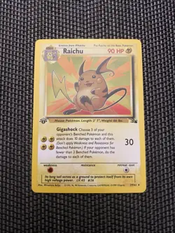 Pokemon Vintage 1st Edition Raichu 29/62 Fossil Wizards Of The Coast 1999 - Image 1