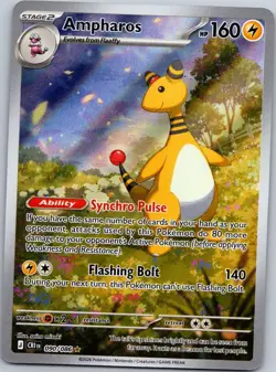 Pokemon Ampharos 090/086 ME04 Chaos Rising Shiny Rare Holo NM TCG Card - Image 1