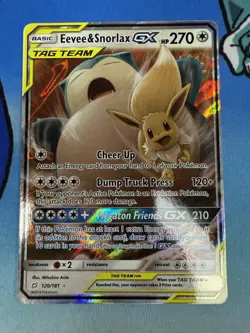 Eevee & Snorlax GX 120/181 Team Up Ultra Rare Tag Team Pokemon Card - Image 1