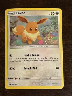 Eevee Pokemon Card Sun & Moon Black Star Promo #SM184 TCG Holo HUGE CLEAN SWIRL - Image 1