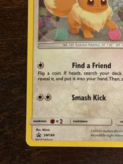 Eevee Pokemon Card Sun & Moon Black Star Promo #SM184 TCG Holo HUGE CLEAN SWIRL - Image 5